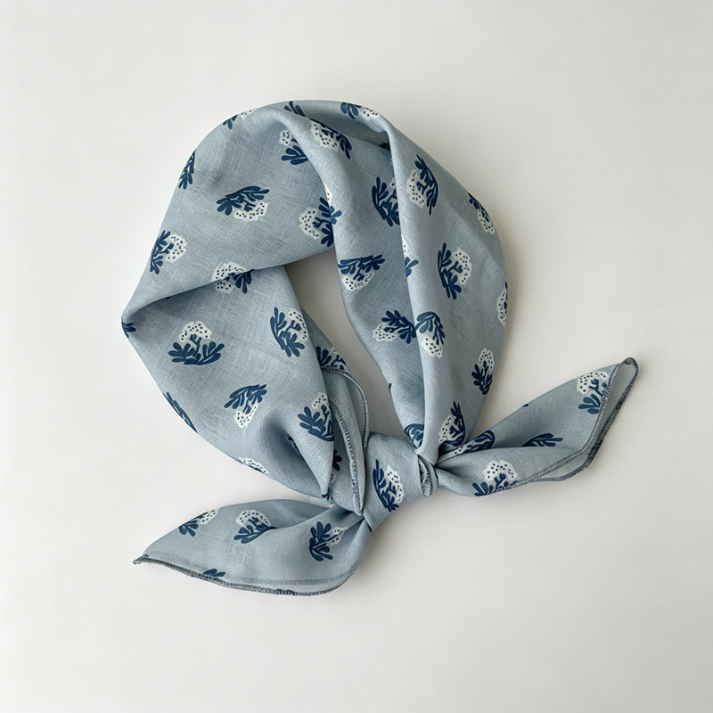 Blue Floral Print Bandana