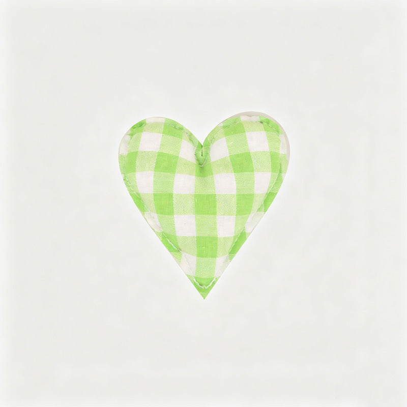 Plaid Dot Print Stuffed Heart Ornament