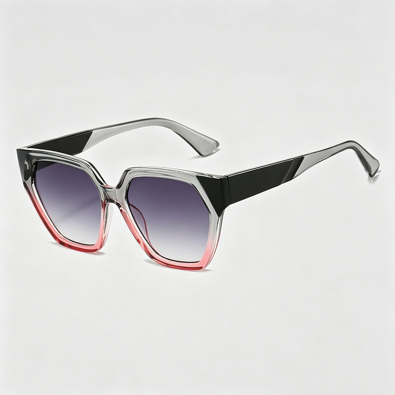 Gradient Two-Tone Geometric Square PC Fashion Sunglasses