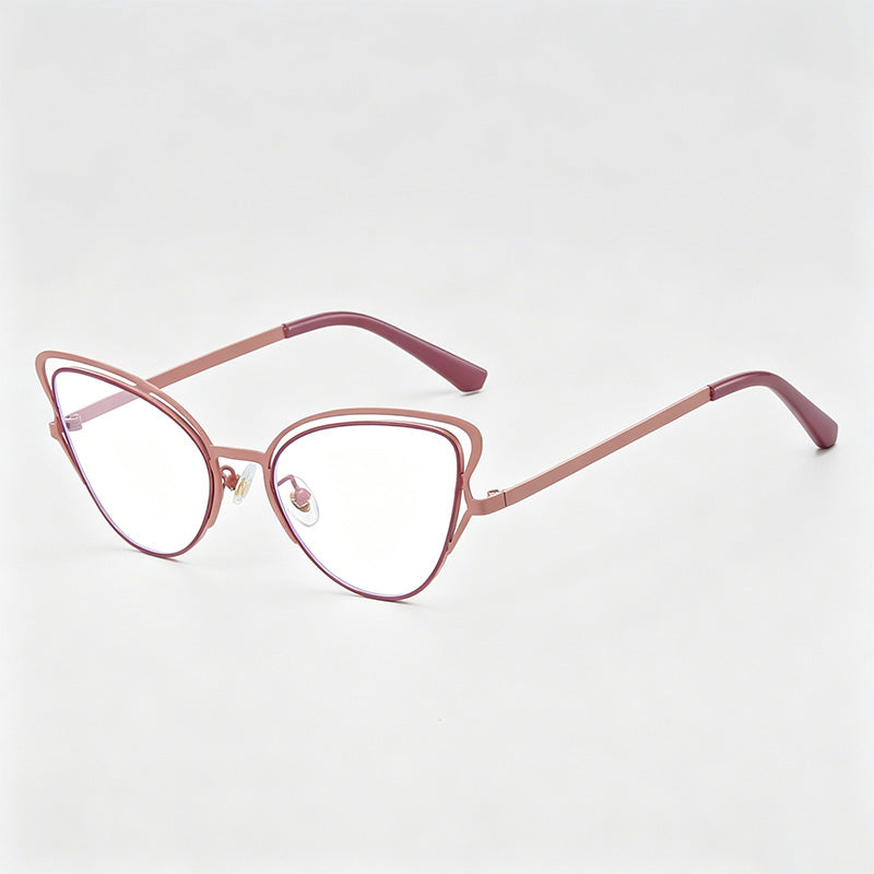 Stylish Hollow Cat-Eye Metal Frame Gradient Lens Sunglasses