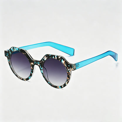 Vintage Two-Tone Round Octagon PC Fashion Sunglasses