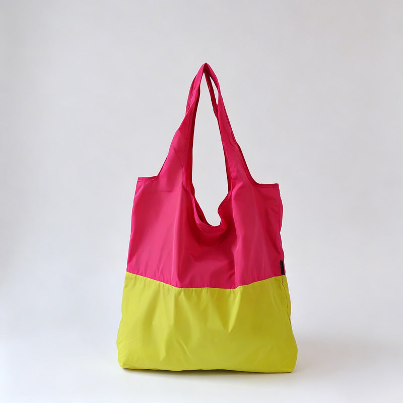Two-Tone Spliced Foldable Shopping Tote