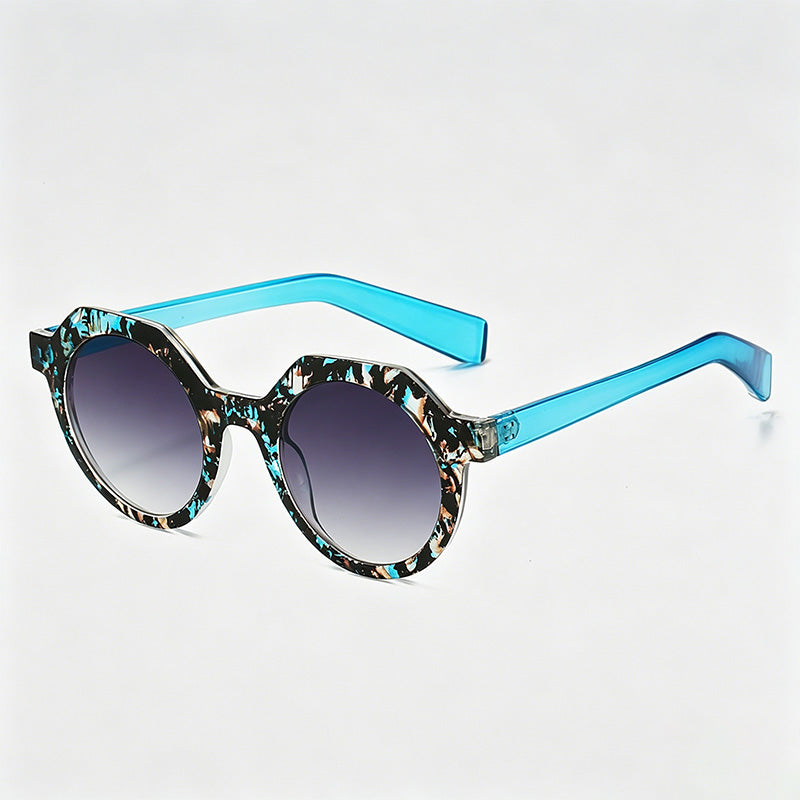 Vintage Two-Tone Round Octagon PC Fashion Sunglasses