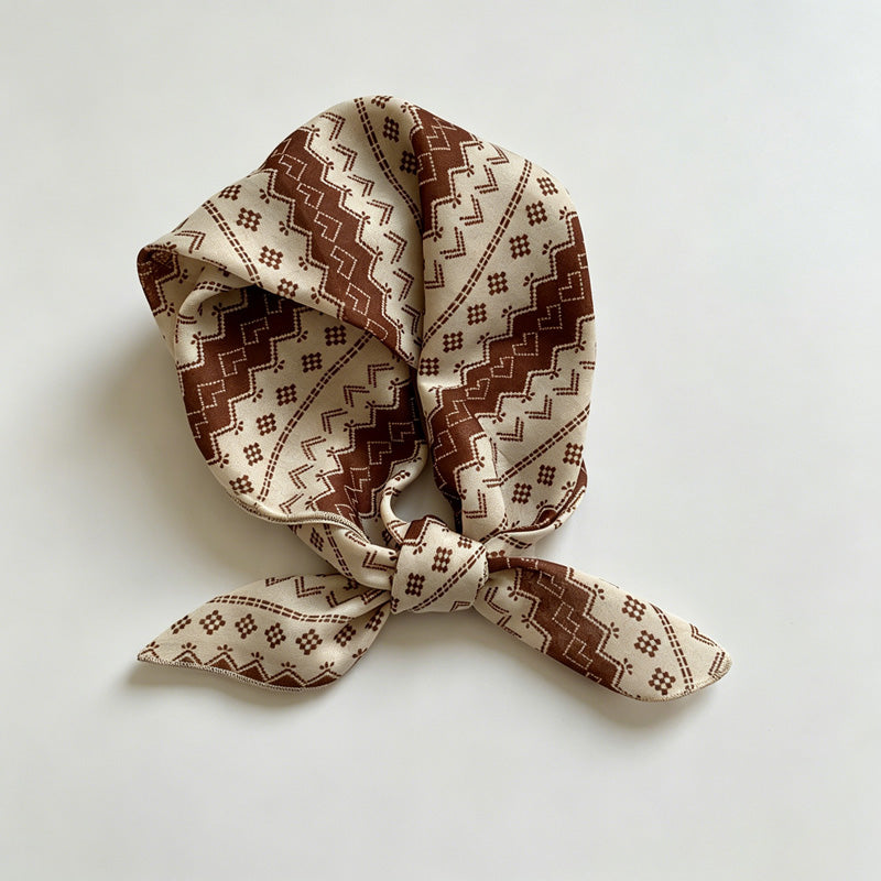 Coffee Floral Print Bandana