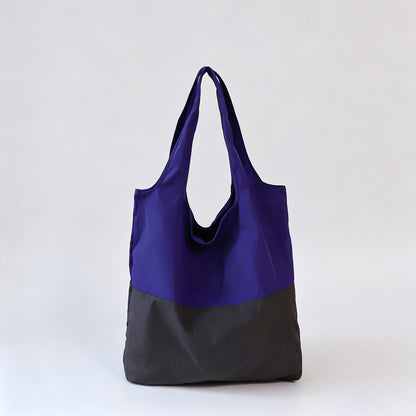 Two-Tone Spliced Foldable Shopping Tote