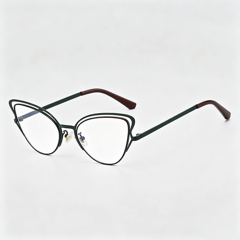 Stylish Hollow Cat-Eye Metal Frame Gradient Lens Sunglasses