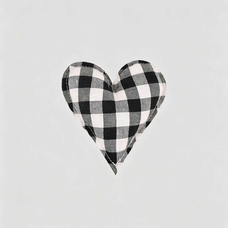 Plaid Dot Print Stuffed Heart Ornament