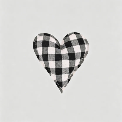 Plaid Dot Print Stuffed Heart Ornament