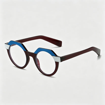 Vintage Two-Tone Round Octagon PC Fashion Sunglasses
