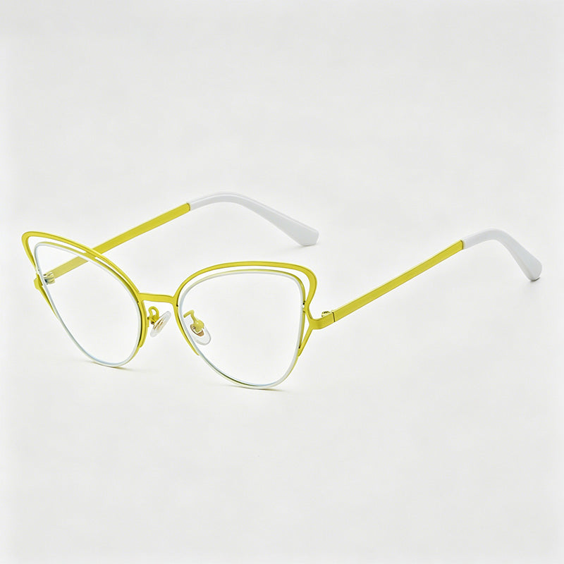 Stylish Hollow Cat-Eye Metal Frame Gradient Lens Sunglasses
