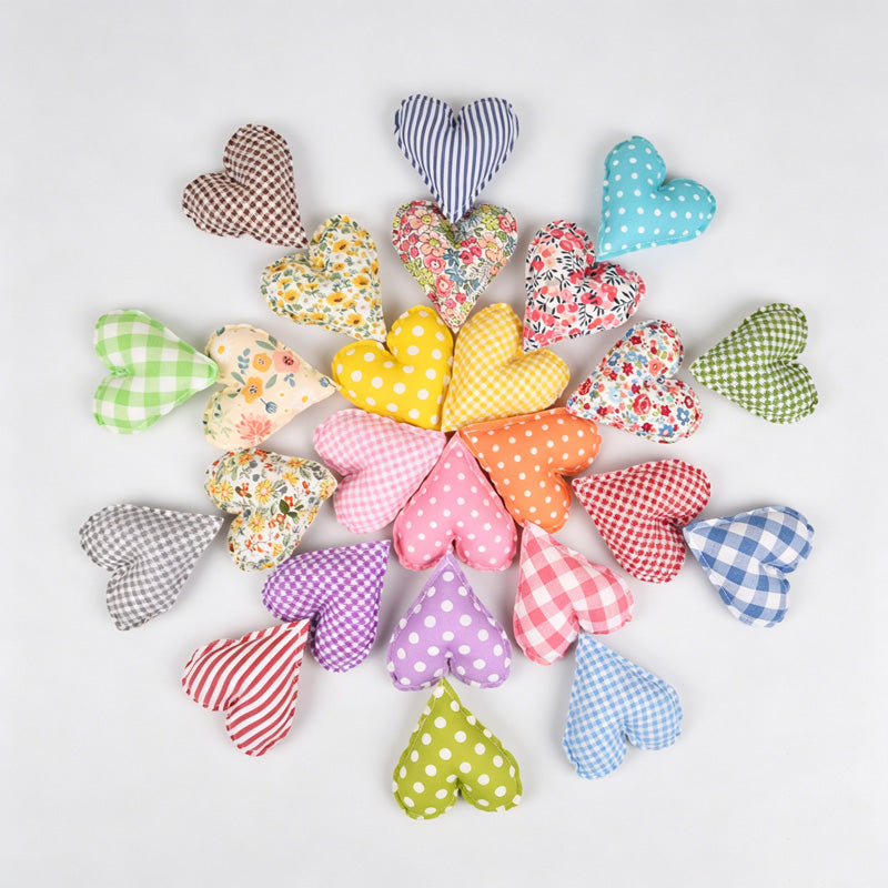 Plaid Dot Print Stuffed Heart Ornament