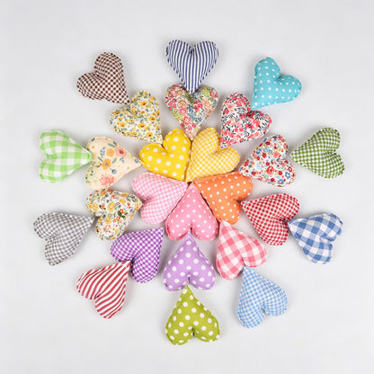 Plaid Dot Print Stuffed Heart Ornament