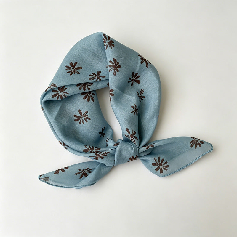 Blue Floral Print Bandana