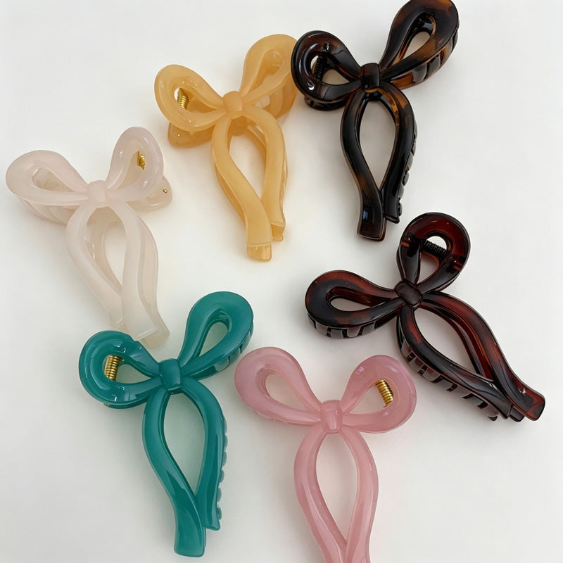 Jelly Solid Color Ribbon Bow Hair Clip