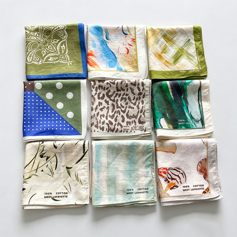 Wave Water Print Square Bandana Scarf