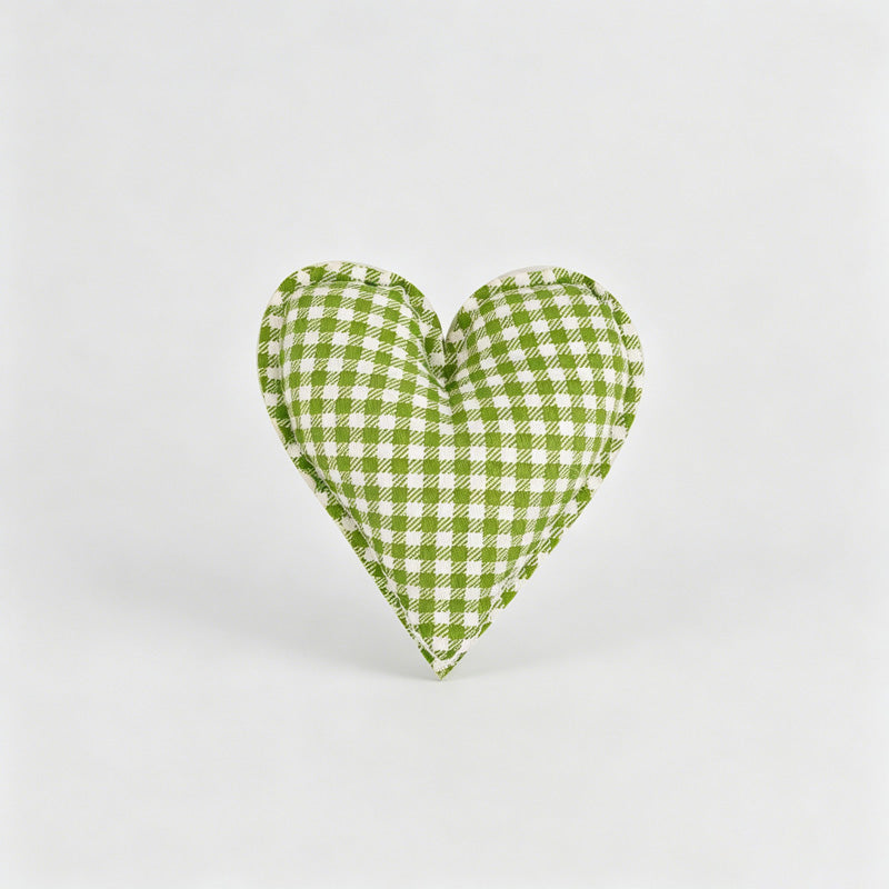 Plaid Dot Print Stuffed Heart Ornament