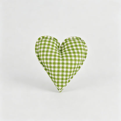 Plaid Dot Print Stuffed Heart Ornament