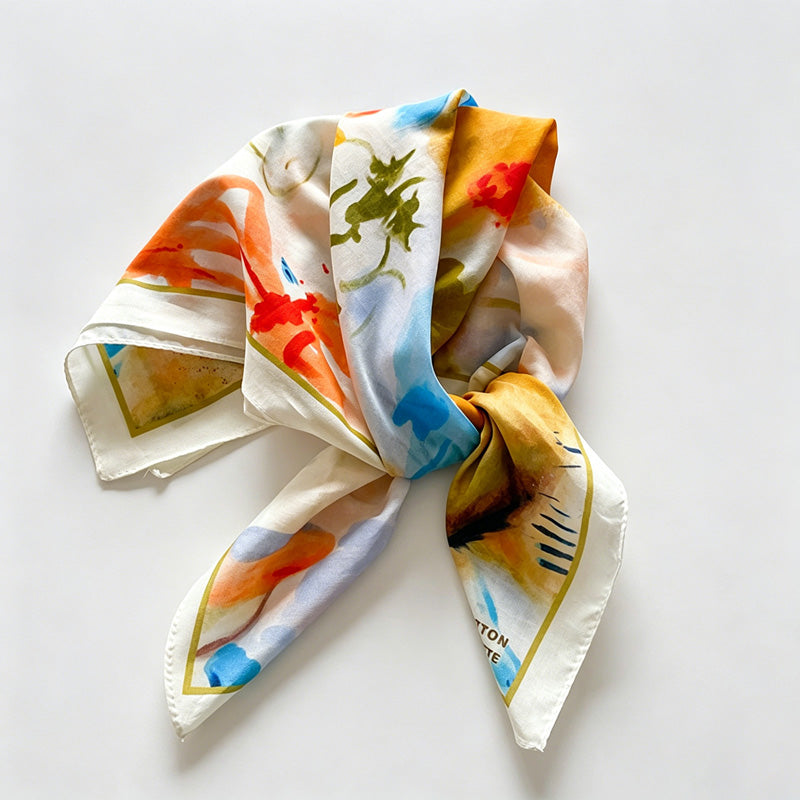 Leopard Print Square Bandana Scarf
