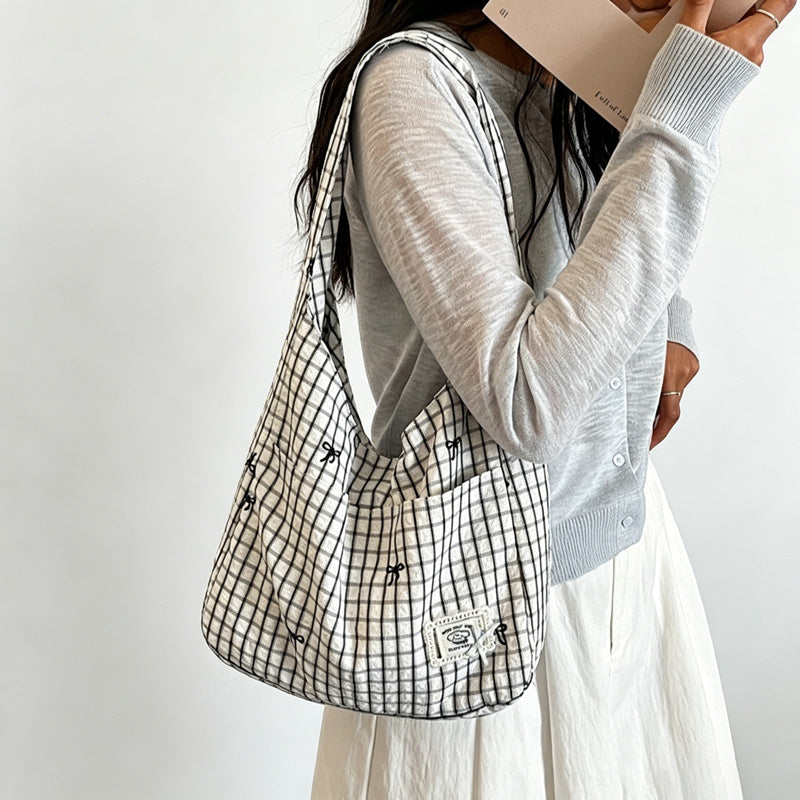 Everyday Checkered Shoulder Bag