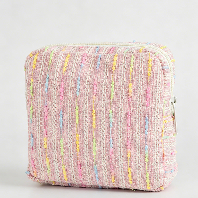 Colorful Striped Square Cosmetic Pouch