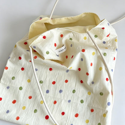 Minimalist Polka Dot Cotton Shoulder Bag