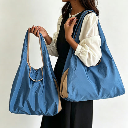 Side Contrast Color Foldable Shopping Tote