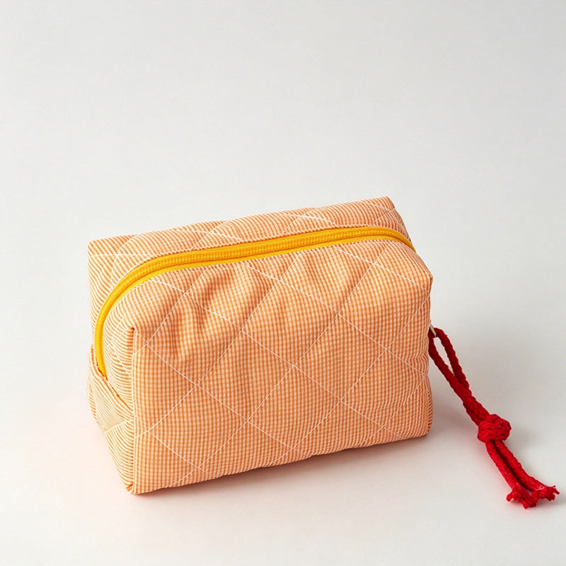 Contrast Plaid Large Capacity Travel Cosmetic Bag