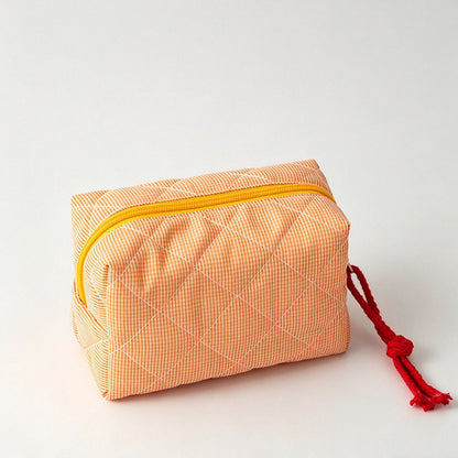 Contrast Plaid Large Capacity Travel Cosmetic Bag
