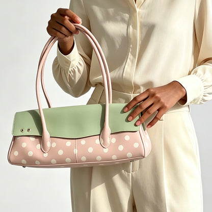 Polka Dot Baguette Shoulder Bag