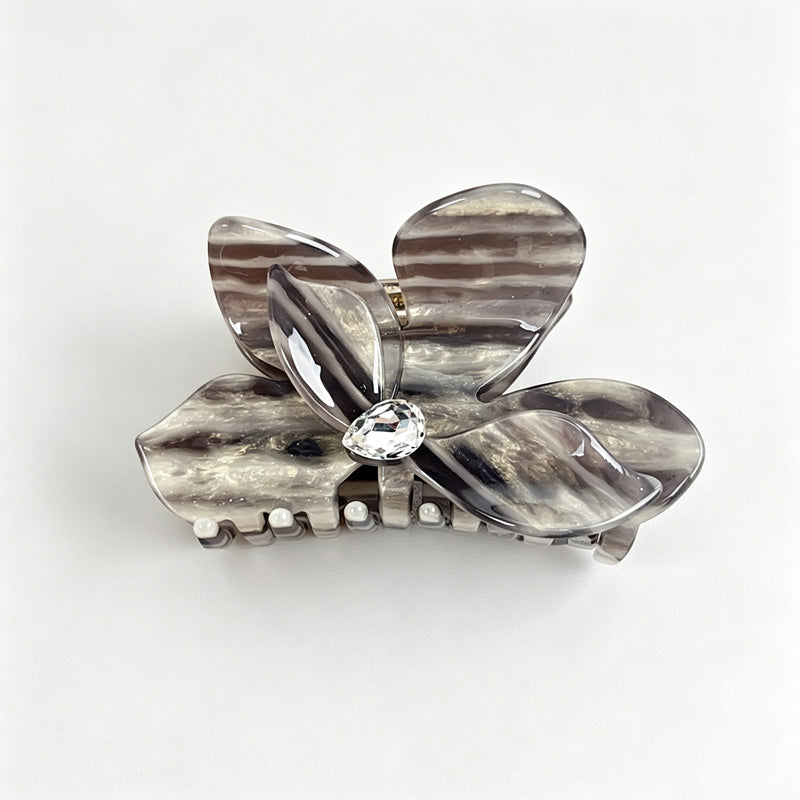 Iridescent Flower Rhinestone Hair Claw Clip
