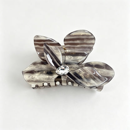 Iridescent Flower Rhinestone Hair Claw Clip