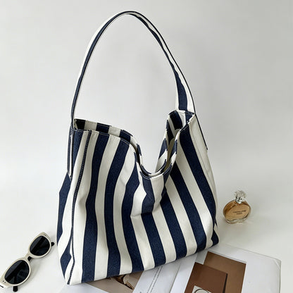 Stripe Drawstring Shoulder Bag