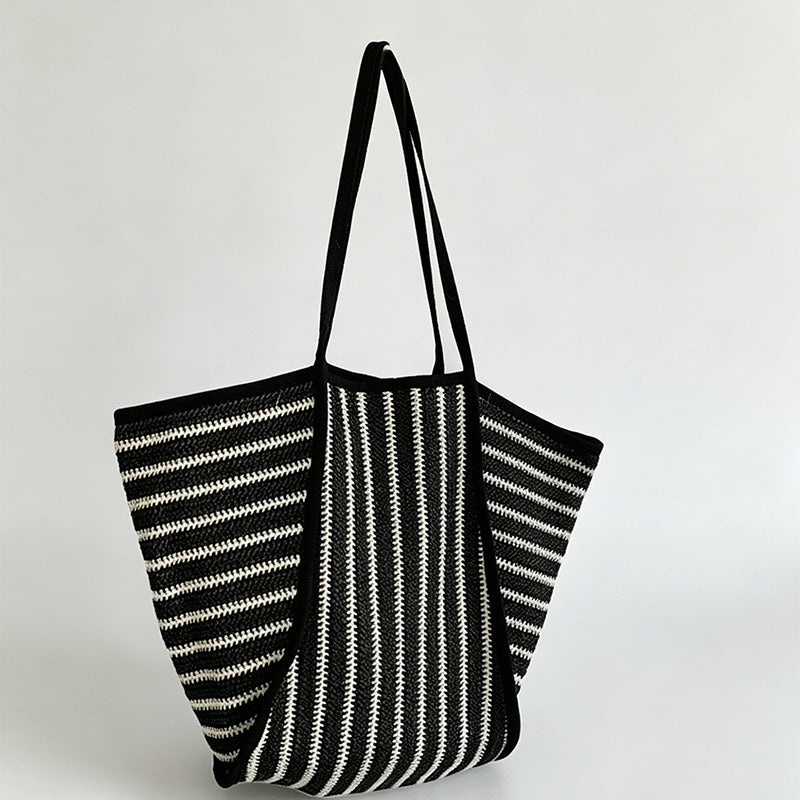 Striped Knit Tote Bag