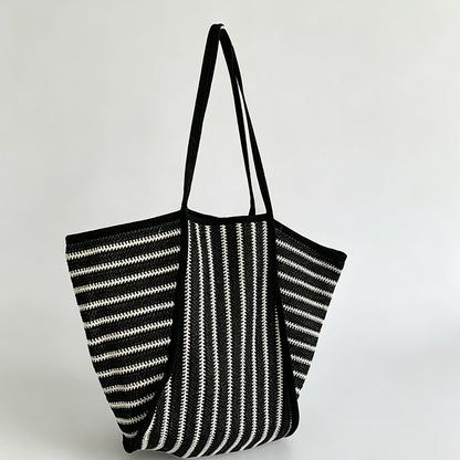 Striped Knit Tote Bag