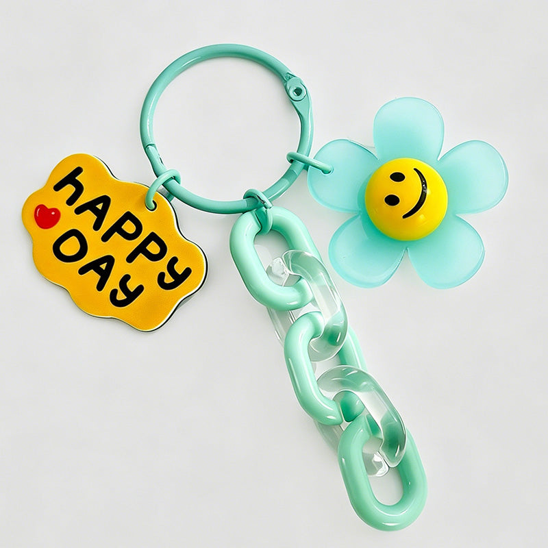 Smiley Flower Acrylic Keychain