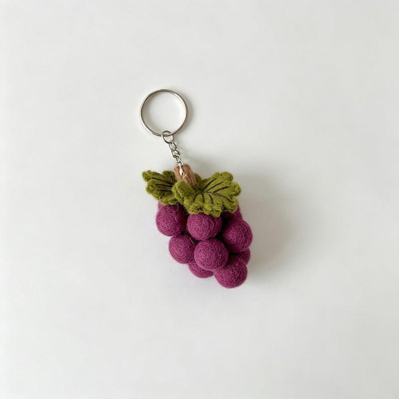 Grape Faux Wool Keychain