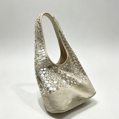 Sparkly Sequins Two-Tone Shoulder Tote Bag