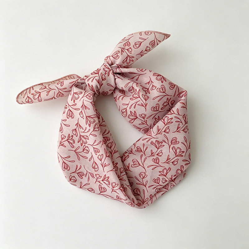 Red Floral Print Bandana