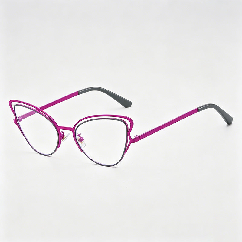 Stylish Hollow Cat-Eye Metal Frame Gradient Lens Sunglasses