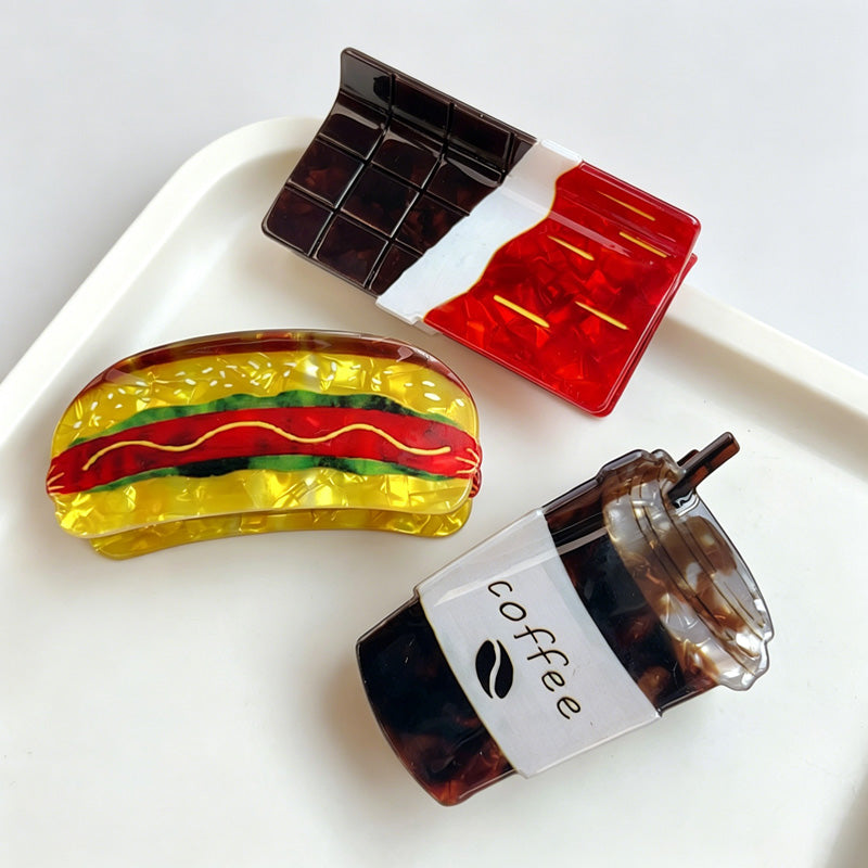 Mini Snack & Coffee Hair Claw Clips