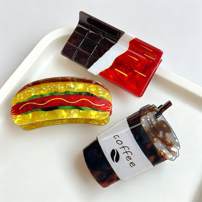 Mini Snack & Coffee Hair Claw Clips