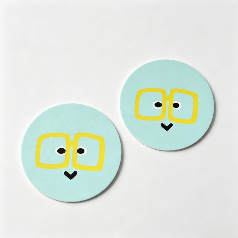 Emoji Print Round Car Coaster