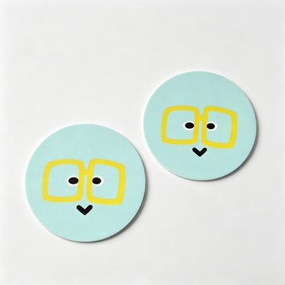 Emoji Print Round Car Coaster