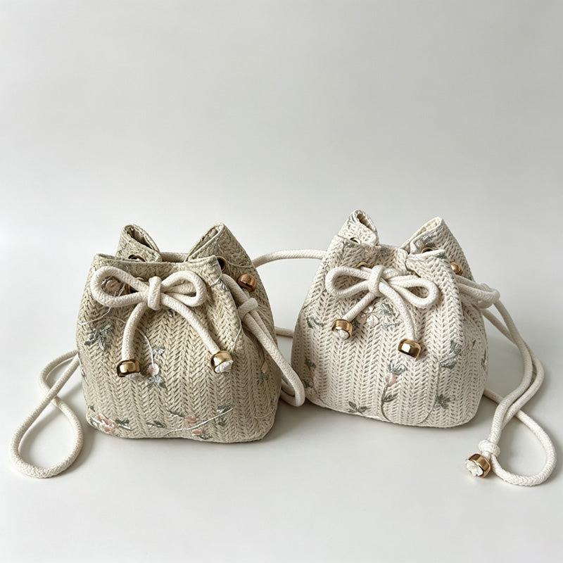 Woven Drawstring Crossbody Bag