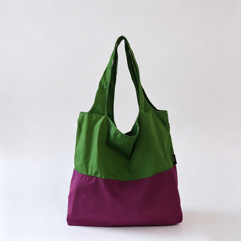Two-Tone Spliced Foldable Shopping Tote