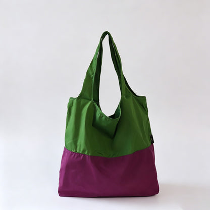 Two-Tone Spliced Foldable Shopping Tote