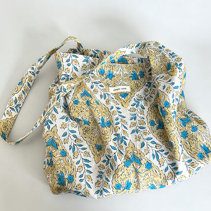 Modern Artistic Floral Print Cotton Tote Bag