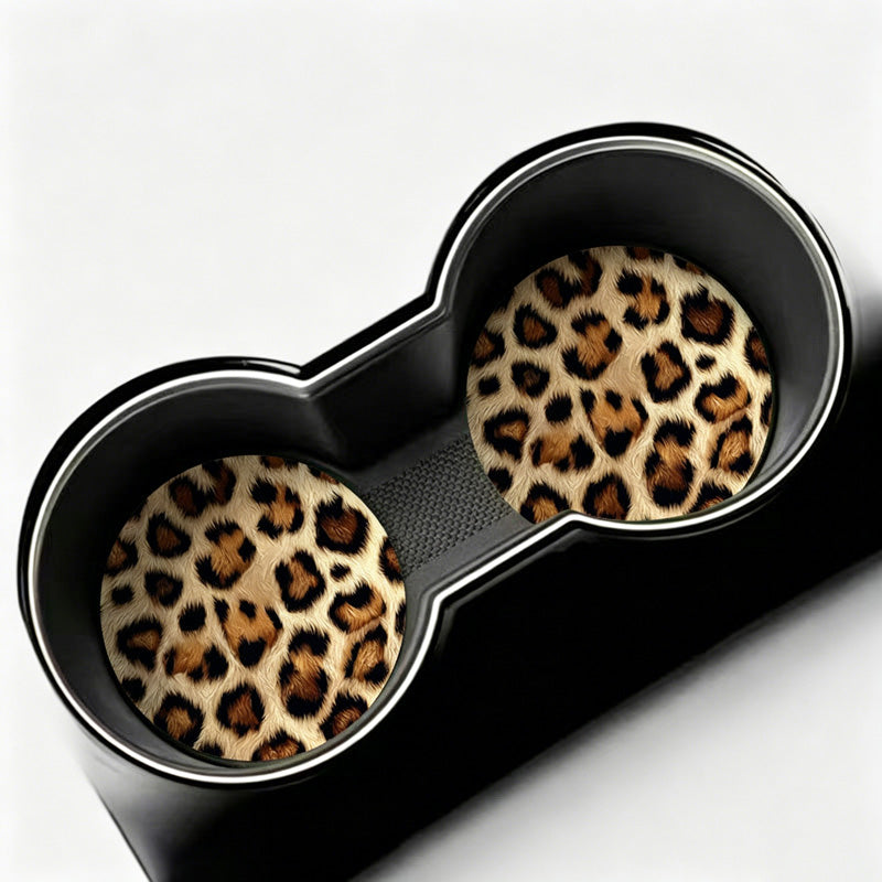 Leopard Print Car Cup Coaster Pad