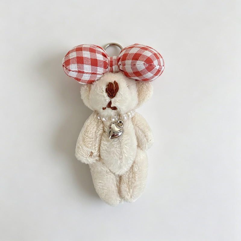 Plush Bear Bow Keychain Bag Charm