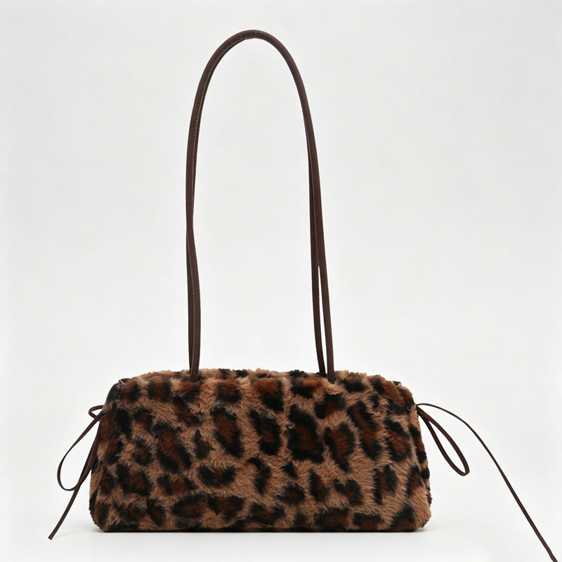 Leopard Plush Shoulder Bag